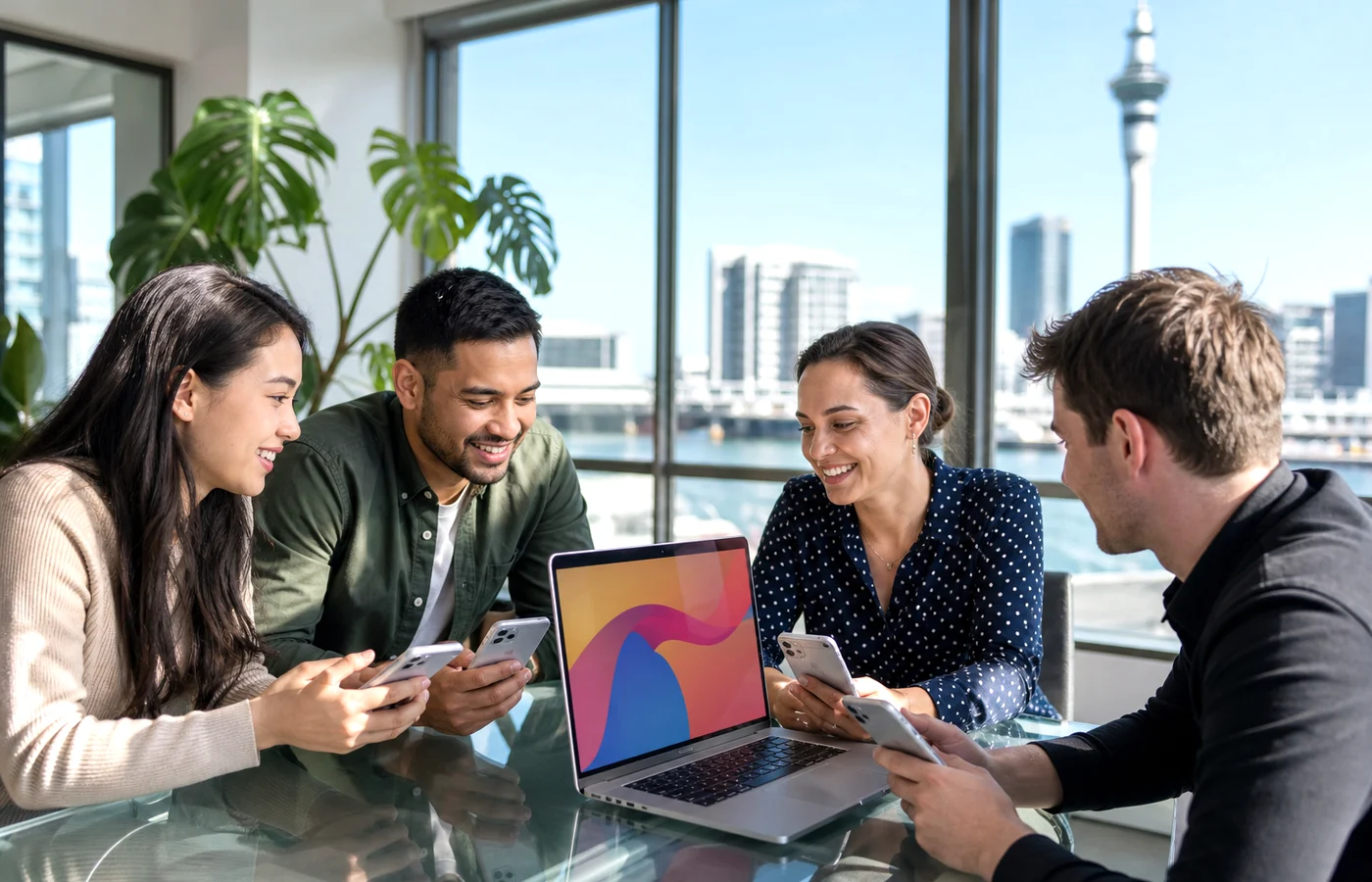 New Zealand business team planning an iOS application