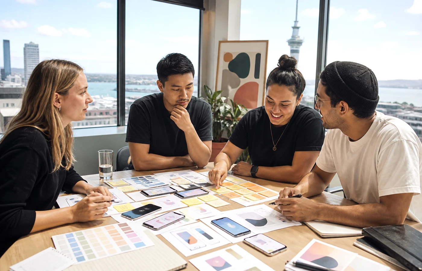 New Zealand business team planning a mobile app design project