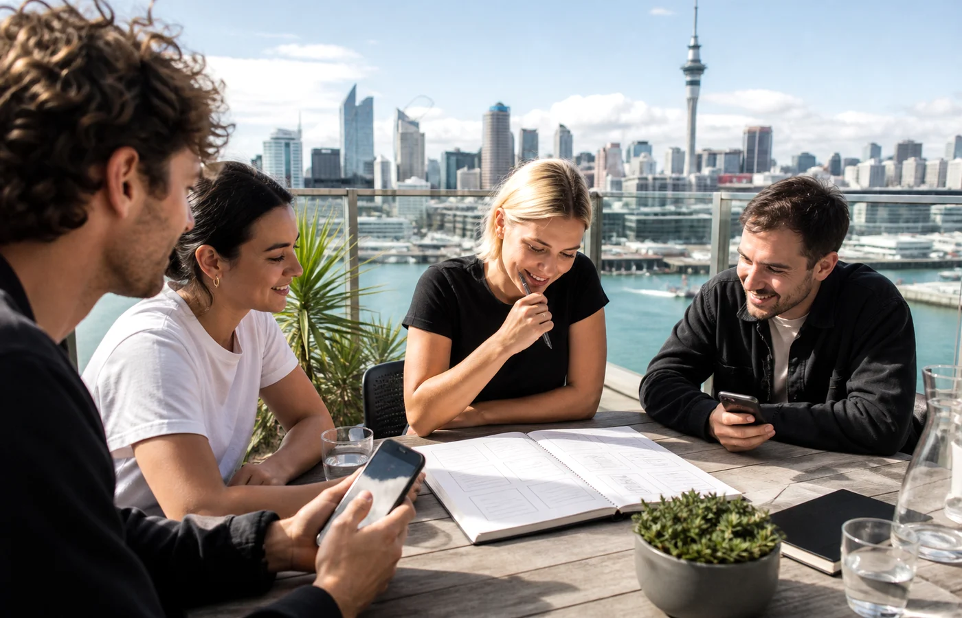 New Zealand business team planning a mobile app design
