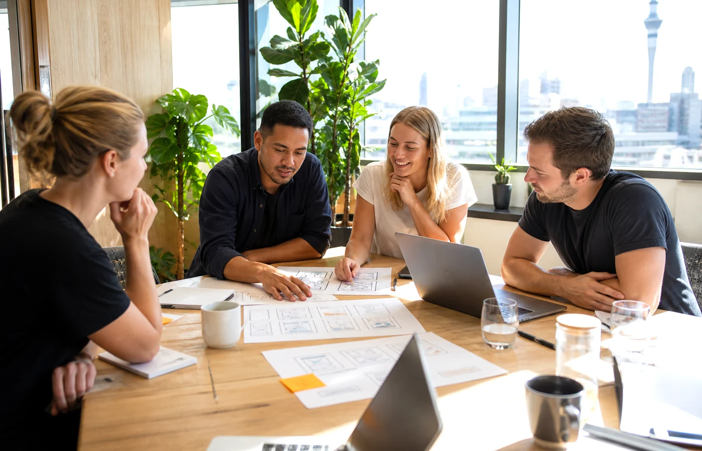 New Zealand business team planning a progressive web application