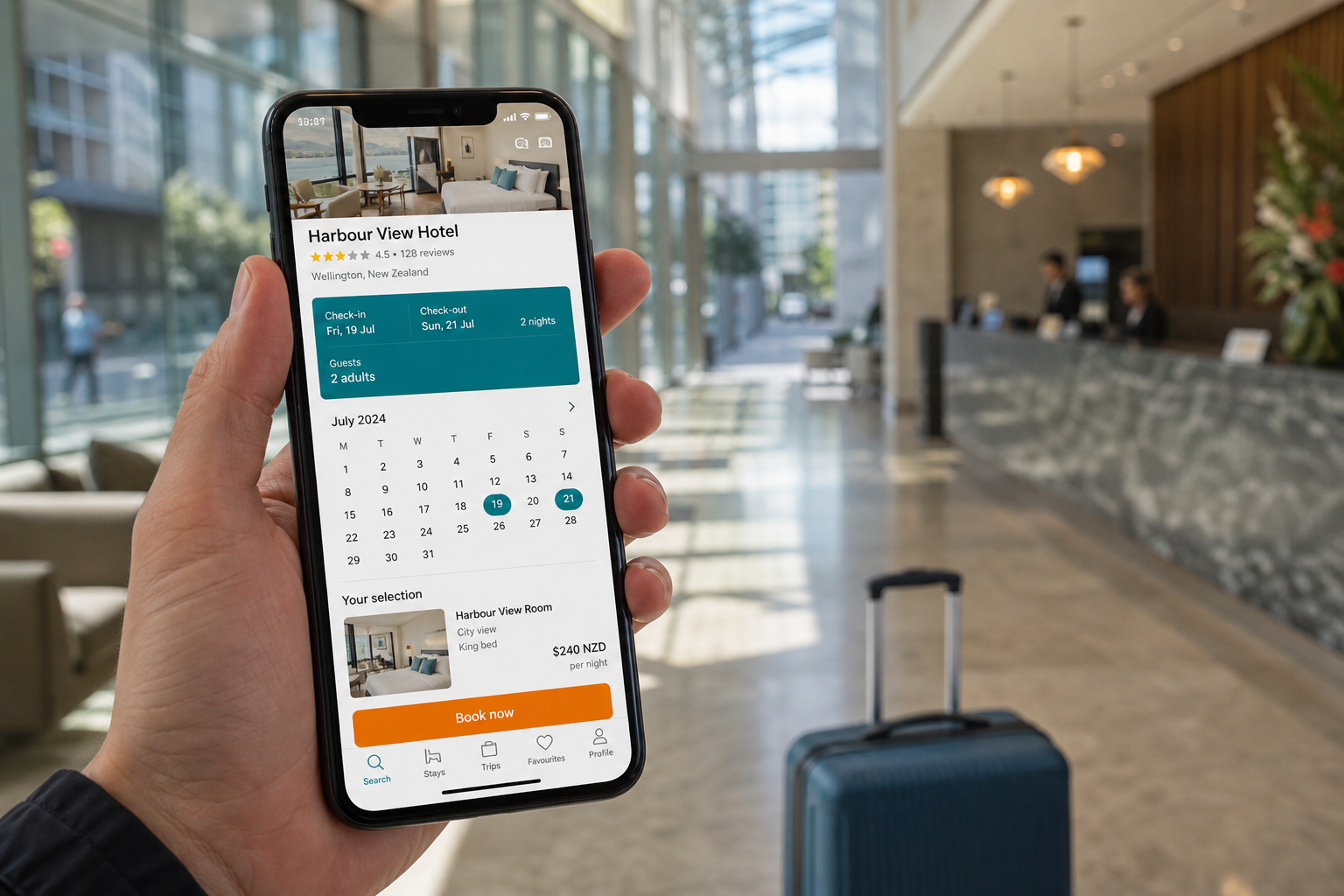 Booking.com inspired insurance app preview