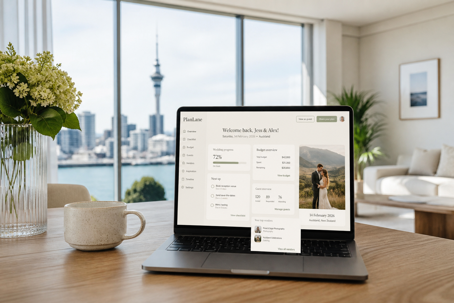 Zola inspired wedding planner app preview